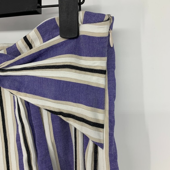 Express Pants Womens 12 Cropped Culottes Stripe Blue White Tie Waist High Rise - Picture 8 of 16